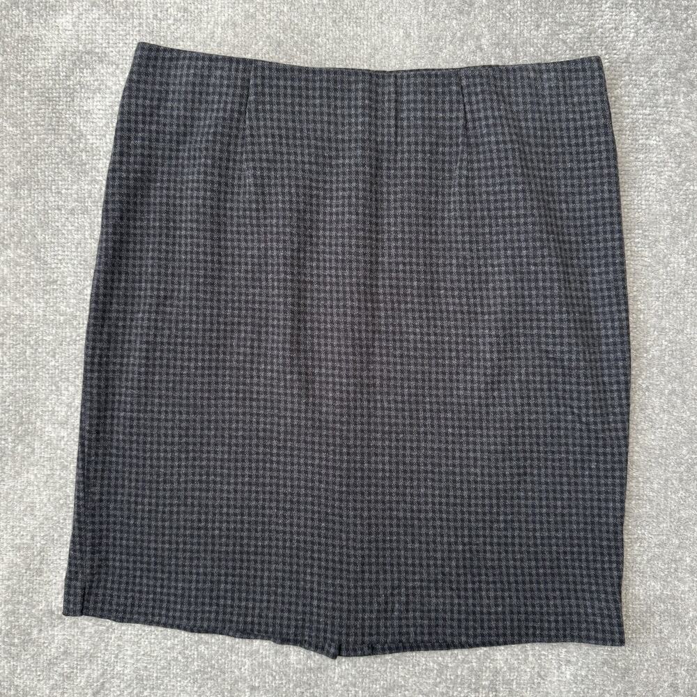 J Jill Ponte Pencil Skirt Womens Medium Petite Gray Houndstooth Work Career